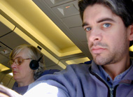 mum and stephen on the plane